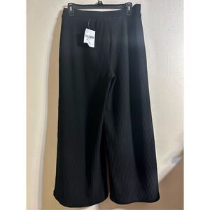Forever 21 Black Ribbed Wide-Leg Pants